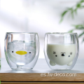 Bear Coffee Cup Milk Glass de té doble de pared